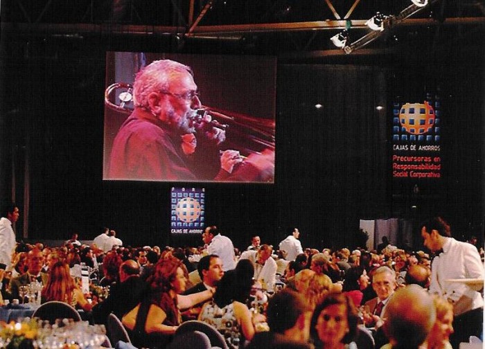 Playing for a formal dinner (bankers) at the Madrid Fair Grounds (Parque Ferial).