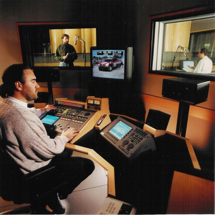 Editing & dubbing room with the AMS Neve LOGIC 3 digital console & AudioFile, the hard disk editor/recorder.